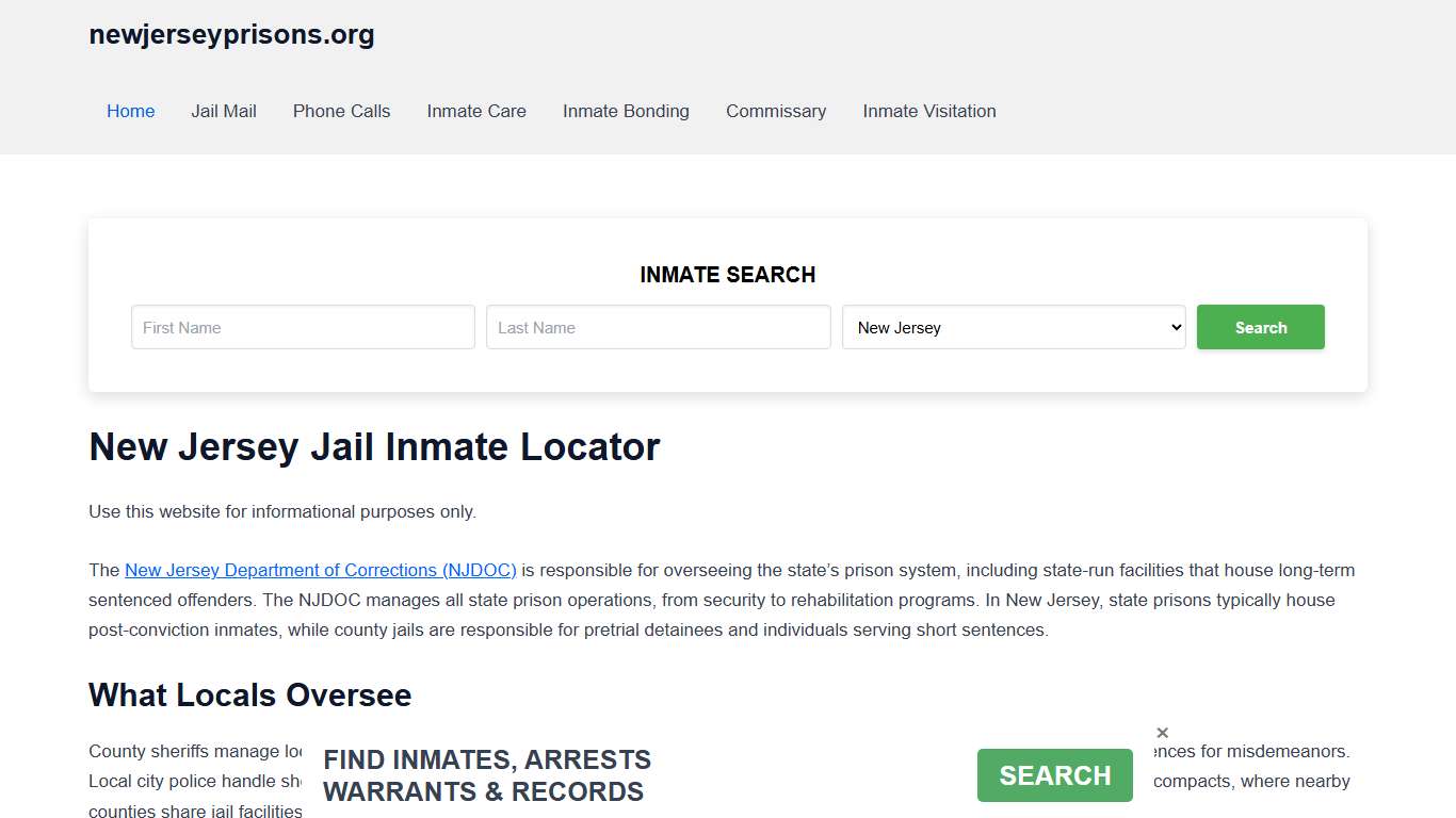 New Jersey Jail Inmate Search - NJ DOC Prison Locator